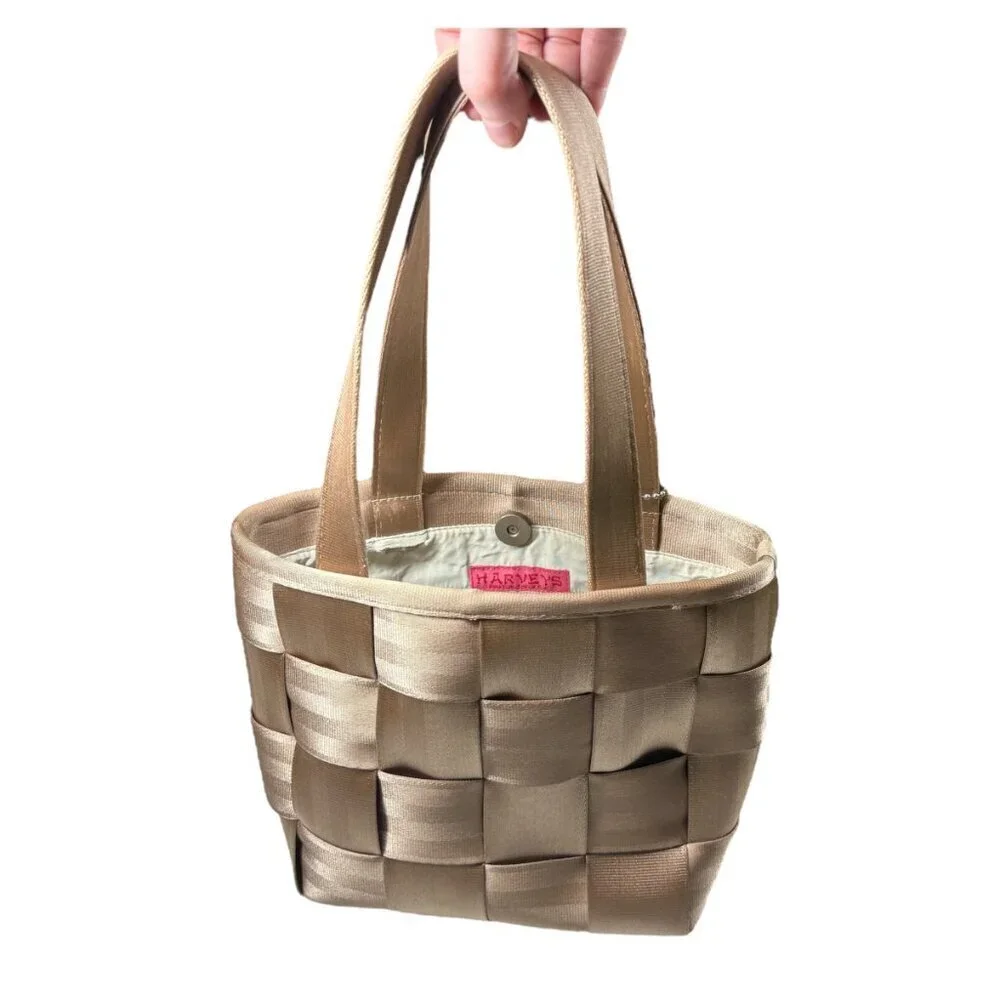 The Original Harvey's Seatbelt Bag Tan Beige Two Handle Small Tote Bag Purse